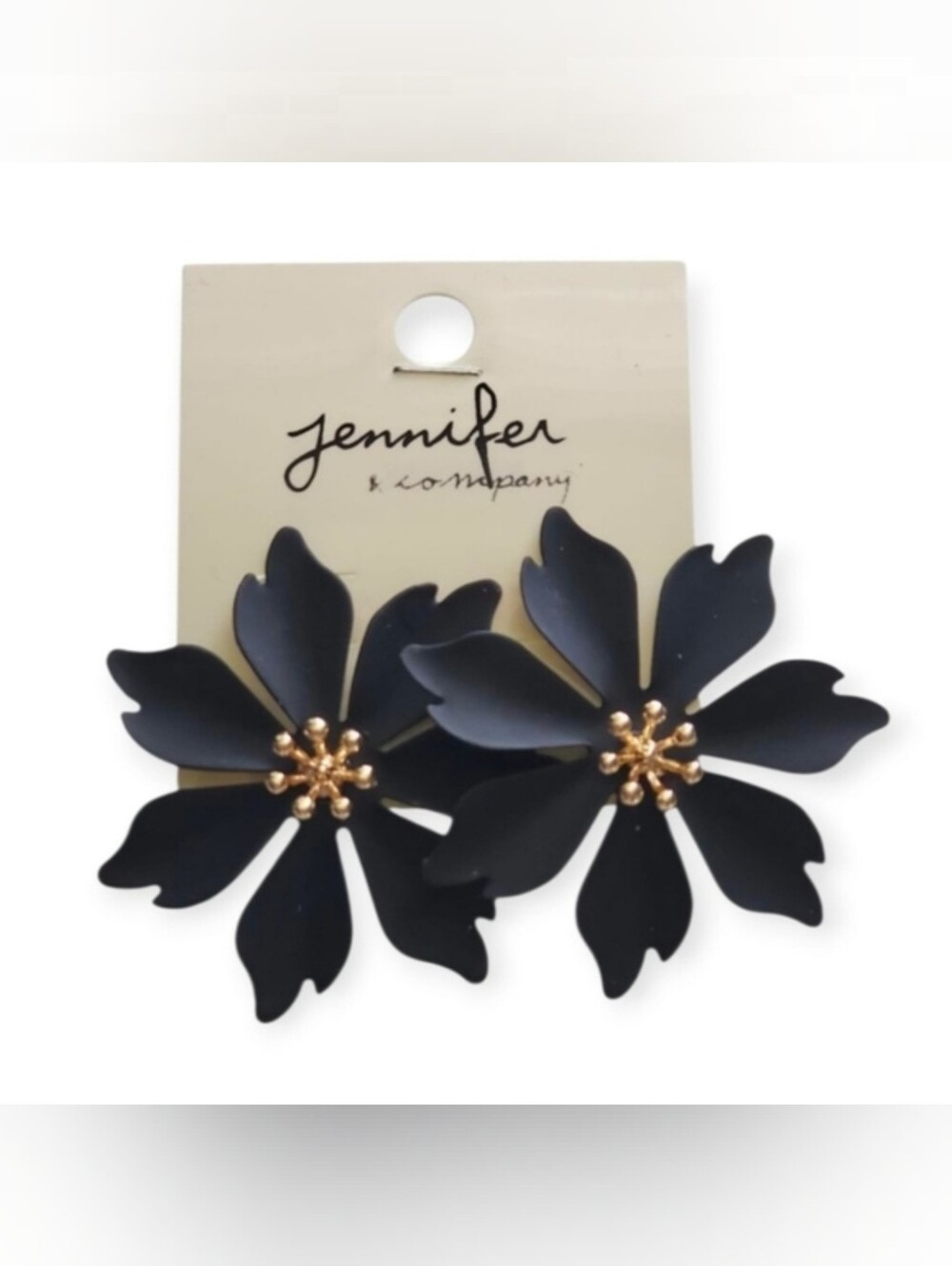 Jennifer & Company Boho Matte Black Floral Statement Earrings
